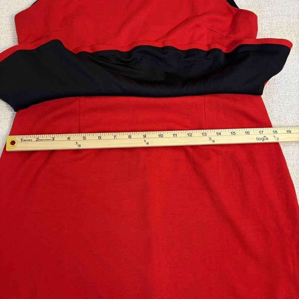 Vince Camuto Red Peplum Sleeveless Sheath Dress Size 12 Exposed Zipper Holiday - Picture 7 of 8